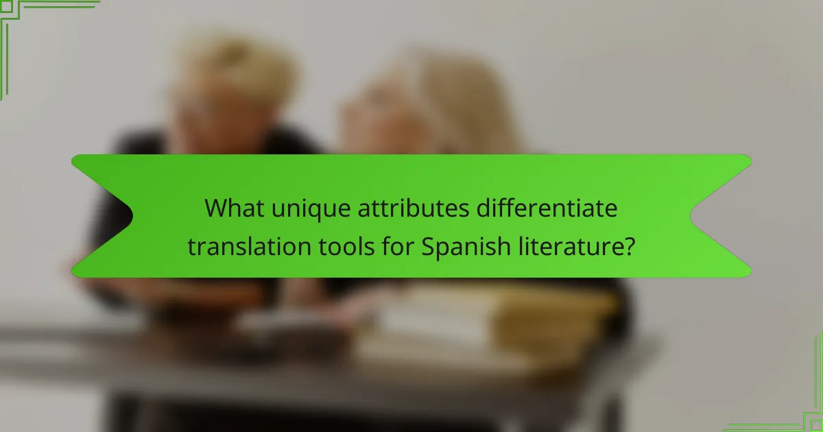 What unique attributes differentiate translation tools for Spanish literature?