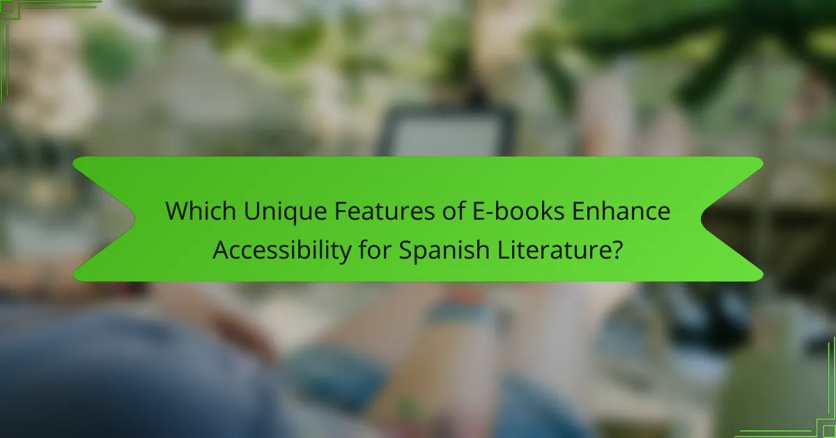 Which Unique Features of E-books Enhance Accessibility for Spanish Literature?